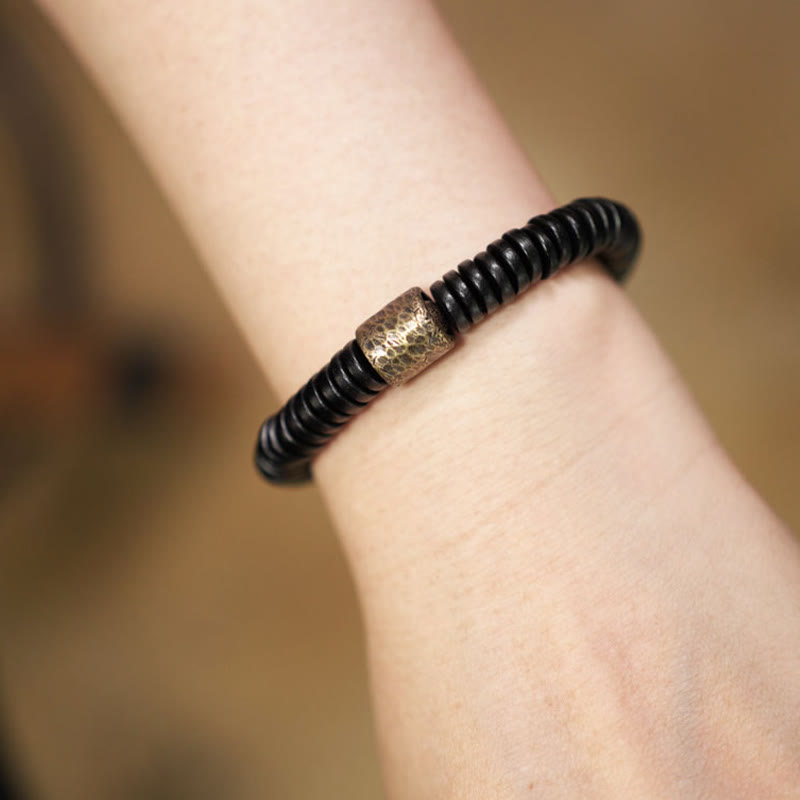 Fortune Jewel Ebony Wood Copper Brass Calm Bracelet