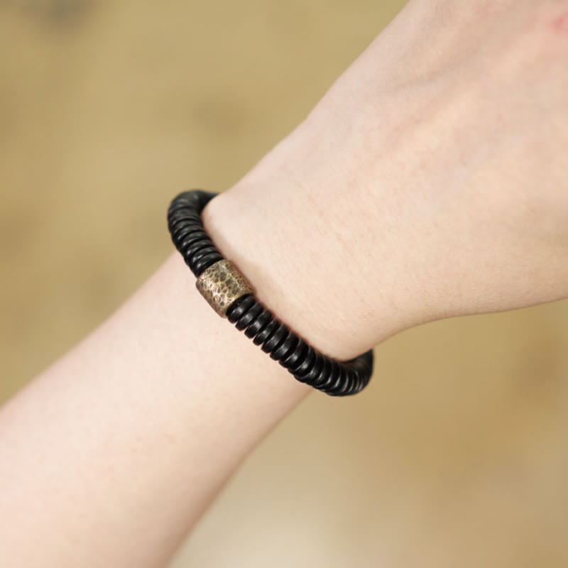 Fortune Jewel Ebony Wood Copper Brass Calm Bracelet