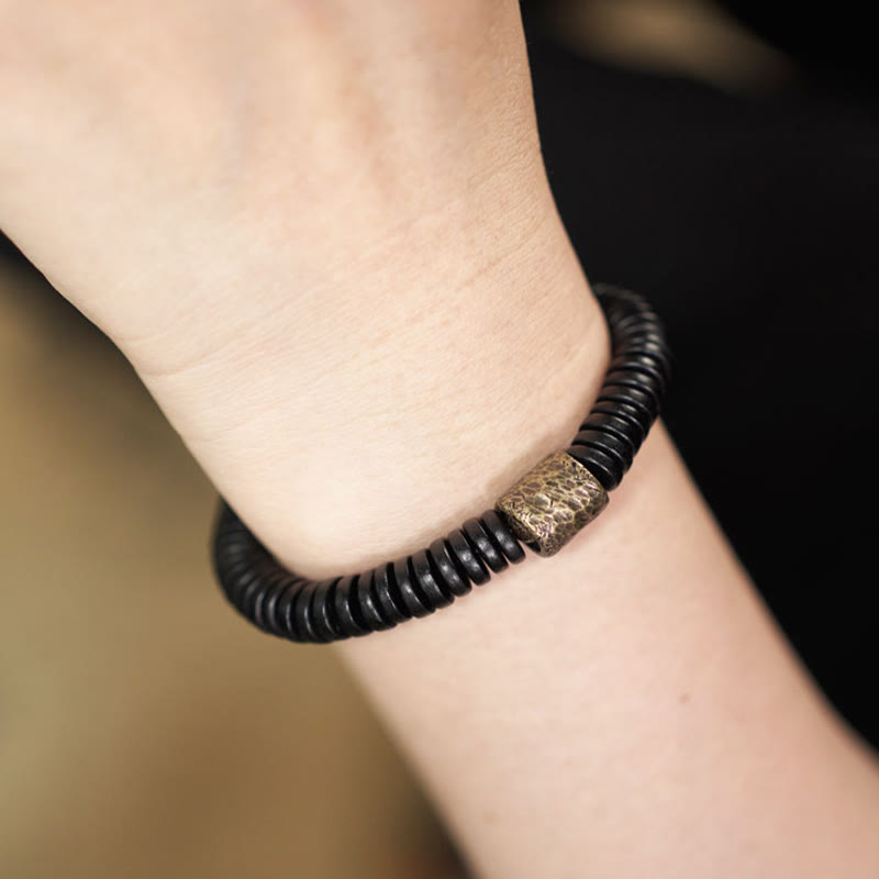 Fortune Jewel Ebony Wood Copper Brass Calm Bracelet