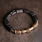 Fortune Jewel Ebony Wood Copper Brass Circular Ring Peace Bracelet