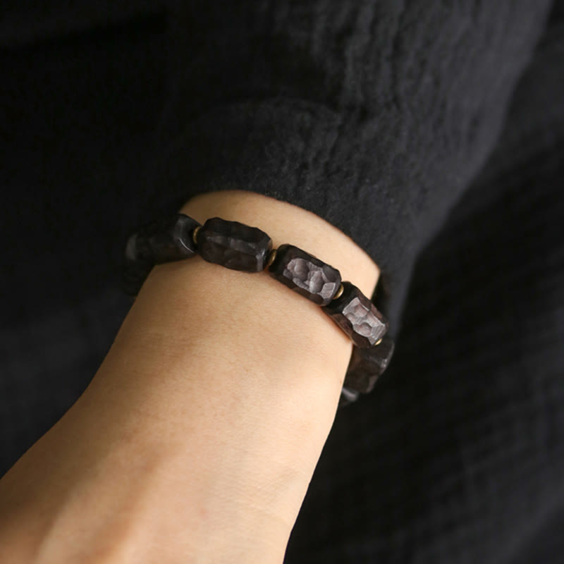Fortune Jewel Ebony Wood Copper Brass Circular Ring Peace Bracelet