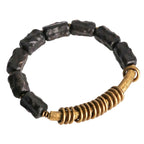 Fortune Jewel Ebony Wood Copper Brass Circular Ring Peace Bracelet
