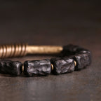 Fortune Jewel Ebony Wood Copper Brass Circular Ring Peace Bracelet