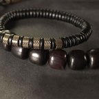Fortune Jewel Ebony Wood Copper Brass Vintage Bead Cone Double Wrap Balance Bracelet