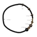 Fortune Jewel Ebony Wood Green Sandalwood Copper Brass Dzi Bead Black Onyx Calm Double Wrap Bracelet