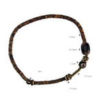 Fortune Jewel Ebony Wood Green Sandalwood Copper Brass Dzi Bead Black Onyx Calm Double Wrap Bracelet