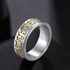 Fortune Jewel Six True Words Om Mani Padme Hum Swastika Titanium Steel Peace Ring