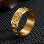 Fortune Jewel Six True Words Om Mani Padme Hum Swastika Titanium Steel Peace Ring