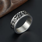 Fortune Jewel Six True Words Om Mani Padme Hum Swastika Titanium Steel Peace Ring