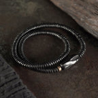 Fortune Jewel Ebony Wood Copper Brass Balance Triple Wrap Bracelet