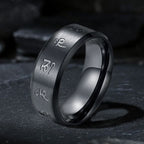 Fortune Jewel Black Jambhala Mantra Titanium Steel Balance Ring