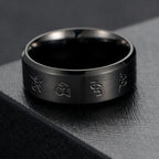 Fortune Jewel Black Jambhala Mantra Titanium Steel Balance Ring