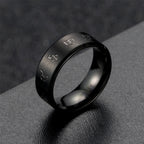 Fortune Jewel Black Jambhala Mantra Titanium Steel Balance Ring