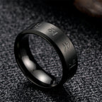Fortune Jewel Black Jambhala Mantra Titanium Steel Balance Ring