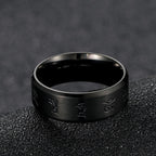 Fortune Jewel Black Jambhala Mantra Titanium Steel Balance Ring