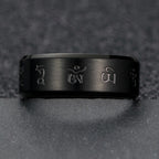 Fortune Jewel Black Jambhala Mantra Titanium Steel Balance Ring