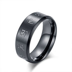 Fortune Jewel Black Jambhala Mantra Titanium Steel Balance Ring