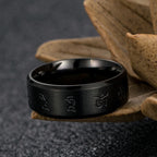Fortune Jewel Black Jambhala Mantra Titanium Steel Balance Ring