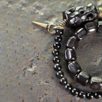 Fortune Jewel Ebony Wood Black Obsidian Copper Brass Peace Double Wrap Bracelet