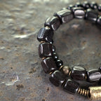 Fortune Jewel Ebony Wood Black Obsidian Copper Brass Peace Double Wrap Bracelet