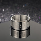Fortune Jewel Great Compassion Mantra Carved Titanium Steel Strengthen Rotatable Ring