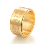 Fortune Jewel Great Compassion Mantra Carved Titanium Steel Strengthen Rotatable Ring