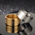 Fortune Jewel Great Compassion Mantra Carved Titanium Steel Strengthen Rotatable Ring