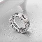 Fortune Jewel Bagua Yin Yang Taoist Nine-Character Mantra Titanium Steel Harmony Ring Fortune Jewel