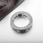 Fortune Jewel Bagua Yin Yang Taoist Nine-Character Mantra Titanium Steel Harmony Ring Fortune Jewel