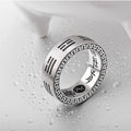 Fortune Jewel Bagua Yin Yang Taoist Nine-Character Mantra Titanium Steel Harmony Ring Fortune Jewel