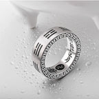 Fortune Jewel Bagua Yin Yang Taoist Nine-Character Mantra Titanium Steel Harmony Ring Fortune Jewel