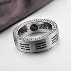 Fortune Jewel Bagua Yin Yang Taoist Nine-Character Mantra Titanium Steel Harmony Ring Fortune Jewel
