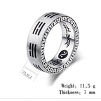 Fortune Jewel Bagua Yin Yang Taoist Nine-Character Mantra Titanium Steel Harmony Ring Fortune Jewel