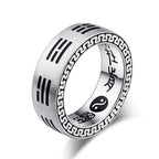 Fortune Jewel Bagua Yin Yang Taoist Nine-Character Mantra Titanium Steel Harmony Ring Fortune Jewel