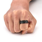 Fortune Jewel Auspicious Clouds Pattern Carved Titanium Steel Balance Rotatable Ring