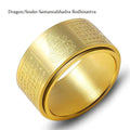 Fortune Jewel Chinese Zodiac Natal Buddha Heart Sutra Carved Titanium Steel Calm Rotatable Ring Fortune Jewel