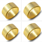 Fortune Jewel Chinese Zodiac Natal Buddha Heart Sutra Carved Titanium Steel Calm Rotatable Ring Fortune Jewel