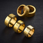 Fortune Jewel Chinese Zodiac Natal Buddha Heart Sutra Carved Titanium Steel Calm Rotatable Ring Fortune Jewel