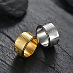 Fortune Jewel Chinese Zodiac Natal Buddha Heart Sutra Carved Titanium Steel Calm Rotatable Ring Fortune Jewel