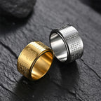 Fortune Jewel Chinese Zodiac Natal Buddha Heart Sutra Carved Titanium Steel Calm Rotatable Ring Fortune Jewel