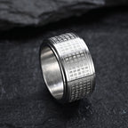 Fortune Jewel Chinese Zodiac Natal Buddha Heart Sutra Carved Titanium Steel Calm Rotatable Ring Fortune Jewel