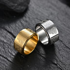 Fortune Jewel Chinese Zodiac Natal Buddha Heart Sutra Carved Titanium Steel Calm Rotatable Ring Fortune Jewel