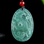 Fortune Jewel Natural Jade Oval Year Of The Snake Luck Necklace Pendant