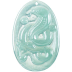 Fortune Jewel Natural Jade Oval Year Of The Snake Luck Necklace Pendant