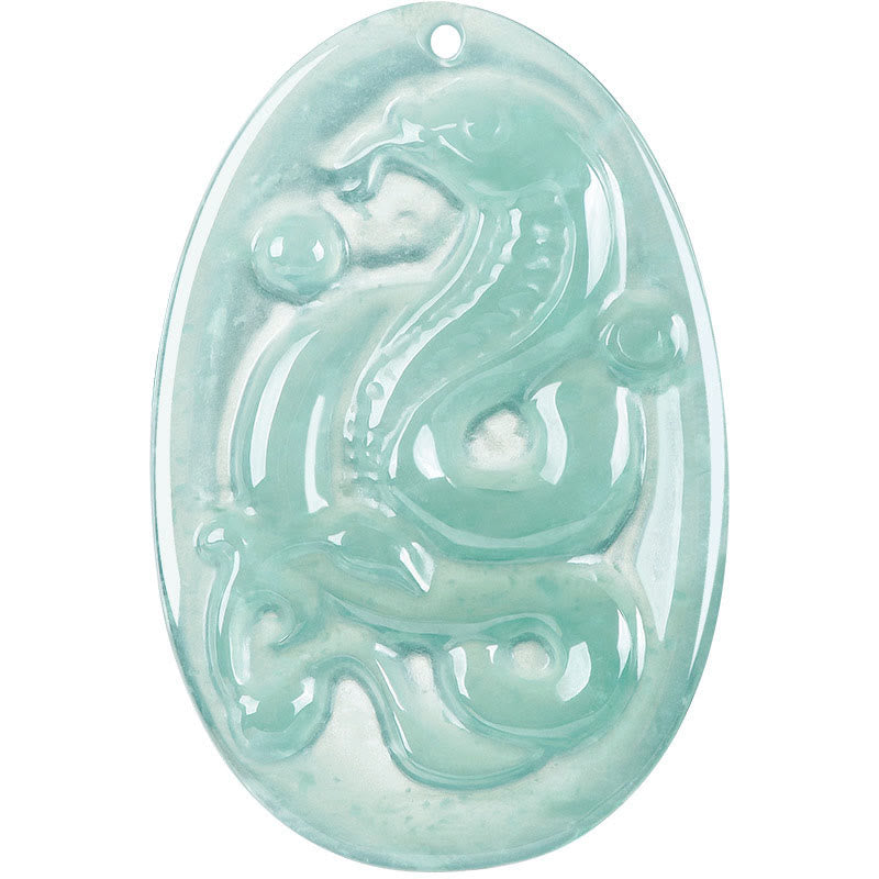 Fortune Jewel Natural Jade Oval Year Of The Snake Luck Necklace Pendant
