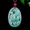 Fortune Jewel Natural Jade Oval Year Of The Snake Luck Necklace Pendant