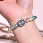 Fortune Jewel Amethyst Green Aventurine Rose Quartz Fluorite Cat Head Balance Luck Bracelet