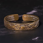 Fortune Jewel Dragon And Phoenix Playing With A Pearl Heart Sutra Carved Copper Brass Luck Bracelet Bangle