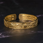 Fortune Jewel Dragon And Phoenix Playing With A Pearl Heart Sutra Carved Copper Brass Luck Bracelet Bangle
