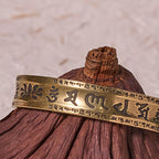 Fortune Jewel Six True Words 'om Mani Padme Hum' Heart Sutra Lotus Copper Brass Peace Cuff Bracelet Bangle